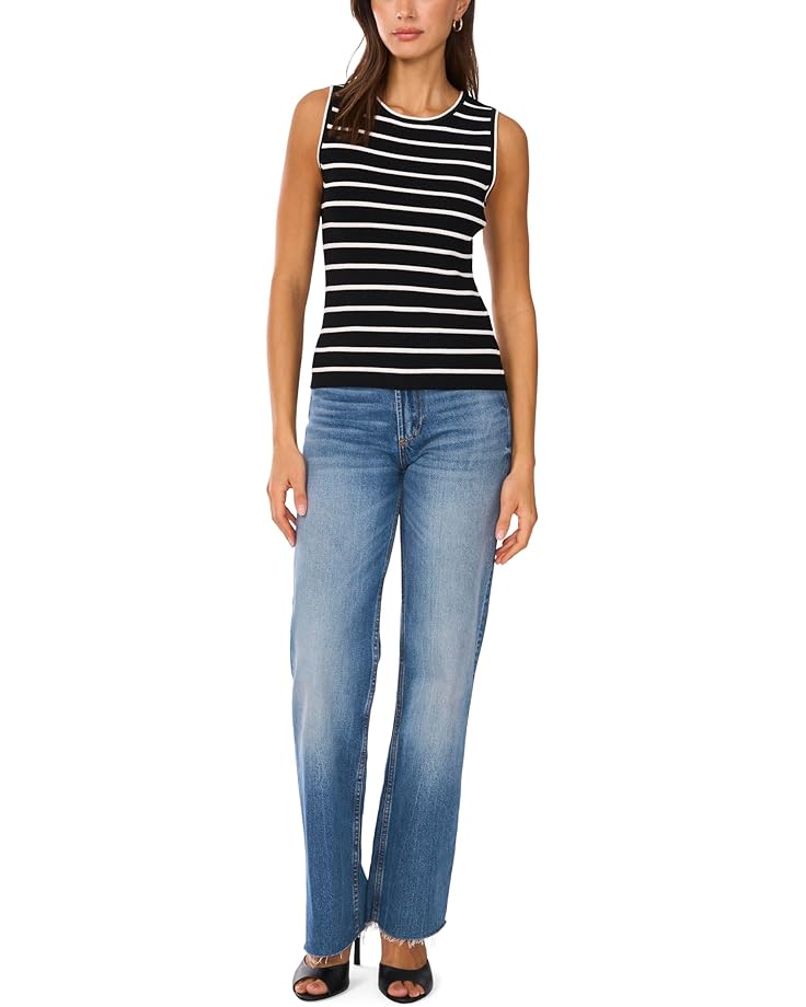 Vince Camuto Stripe Tank With Tipping Women's Rich Black