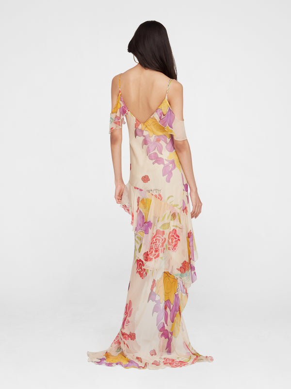 cortazar silk dress Floral Cut Out Dress