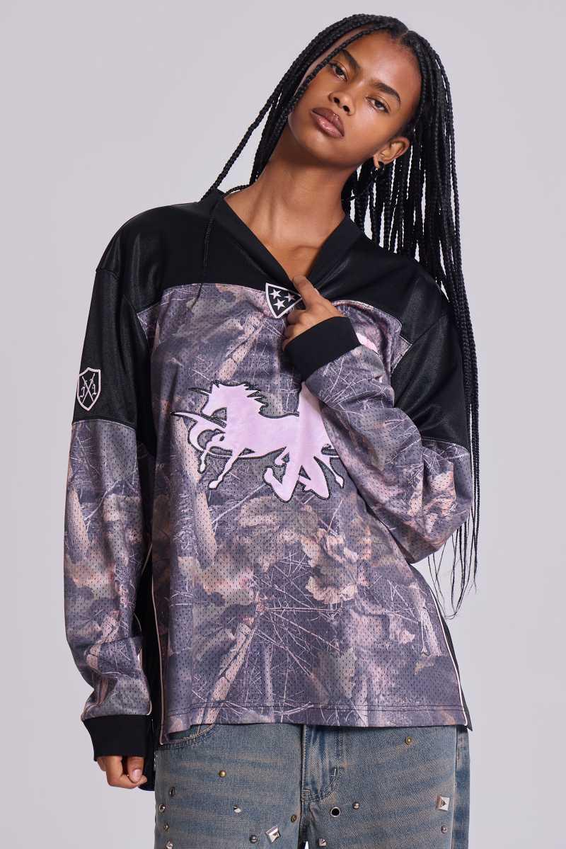 jaded london Resident Hockey Camo Top Multi Online Sale | Clothing